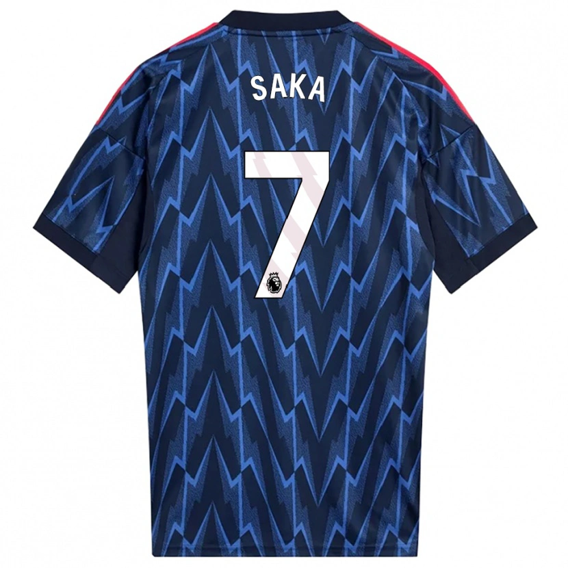 Danxen Mænd Bukayo Saka #7 Navy Rød Udebane Spillertrøjer 2025/26 Trøje T-Shirt
