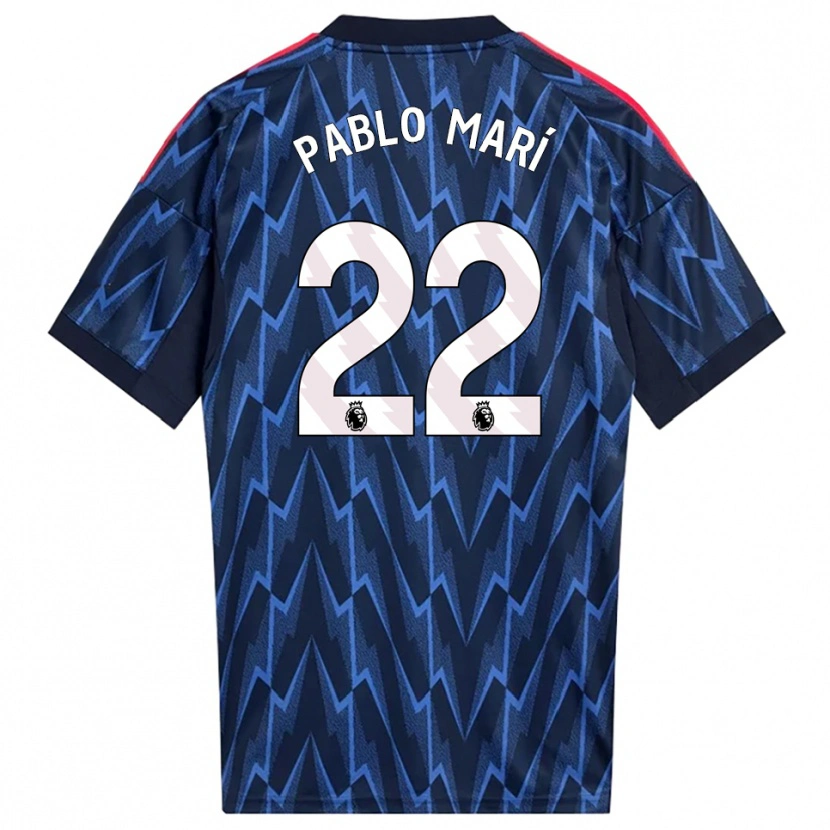 Danxen Mænd Pablo Mari #22 Navy Rød Udebane Spillertrøjer 2025/26 Trøje T-Shirt