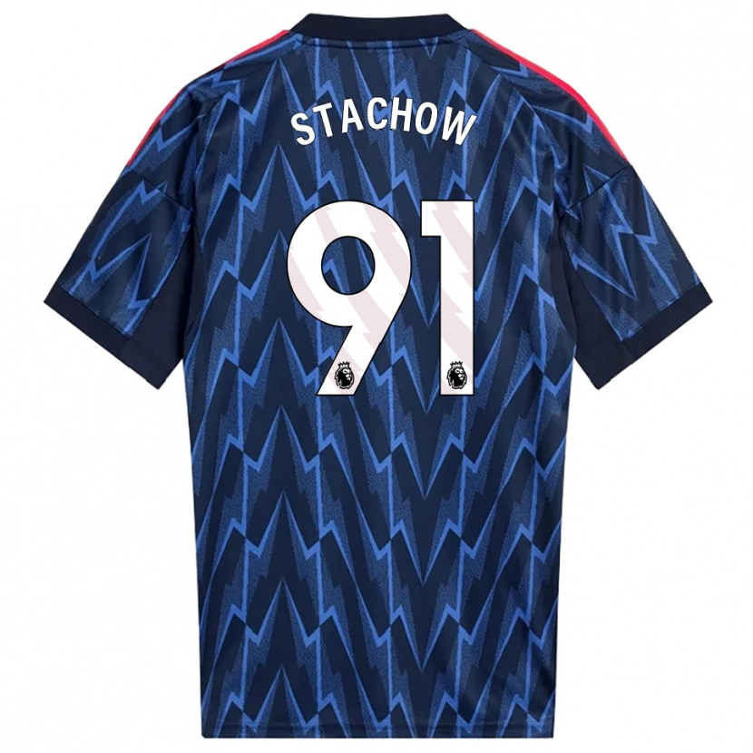 Danxen Mænd Patrick Stachow #91 Navy Rød Udebane Spillertrøjer 2025/26 Trøje T-Shirt