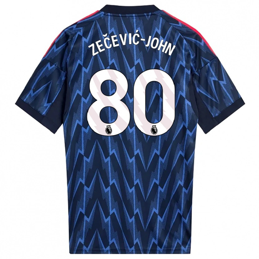 Danxen Mænd Louis Zečević-John #80 Navy Rød Udebane Spillertrøjer 2025/26 Trøje T-Shirt