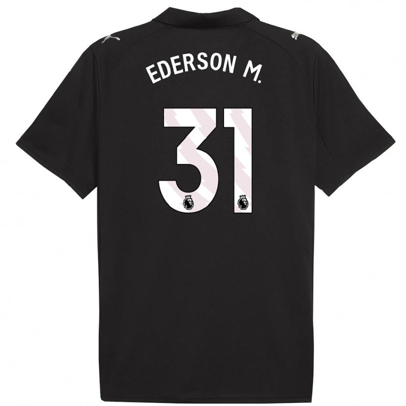 Danxen Mænd Ederson #31 Sort Hvid Udebane Spillertrøjer 2025/26 Trøje T-Shirt