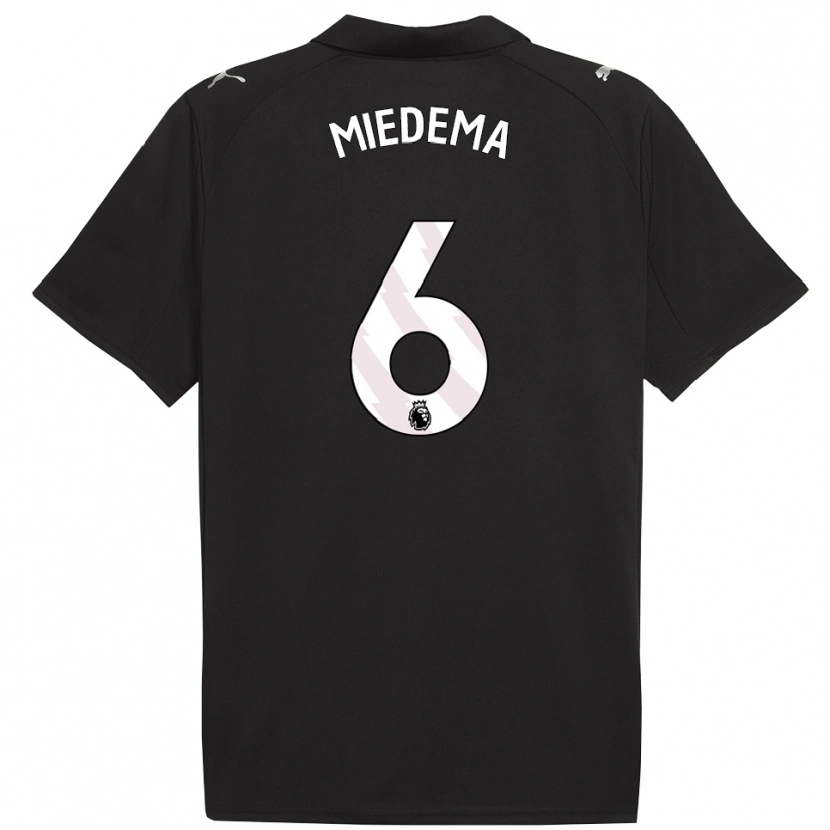 Danxen Mænd Vivianne Miedema #6 Sort Hvid Udebane Spillertrøjer 2025/26 Trøje T-Shirt