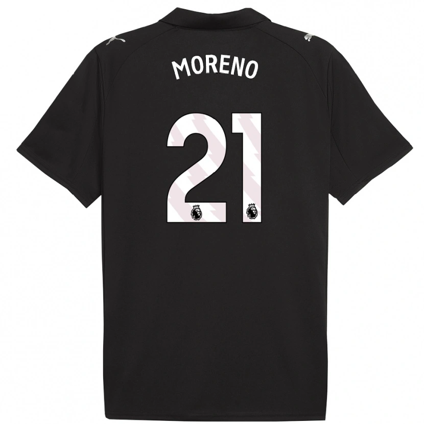 Danxen Mænd Marlos Moreno #21 Sort Hvid Udebane Spillertrøjer 2025/26 Trøje T-Shirt