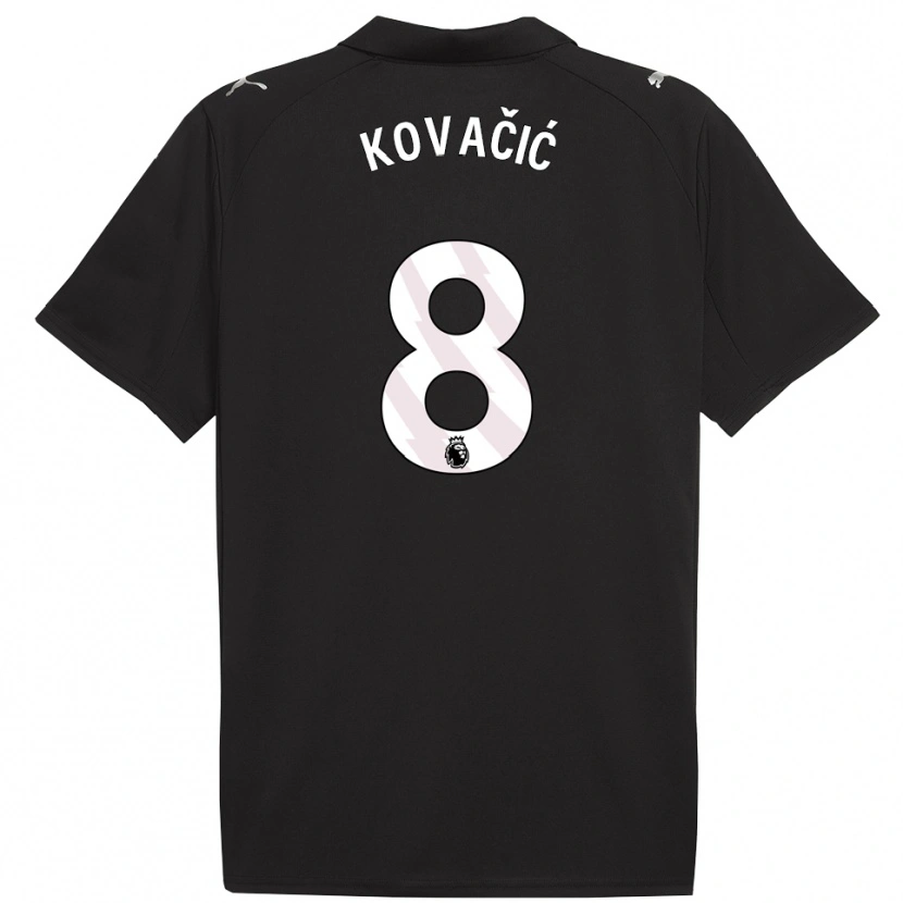 Danxen Mænd Mateo Kovacic #8 Sort Hvid Udebane Spillertrøjer 2025/26 Trøje T-Shirt