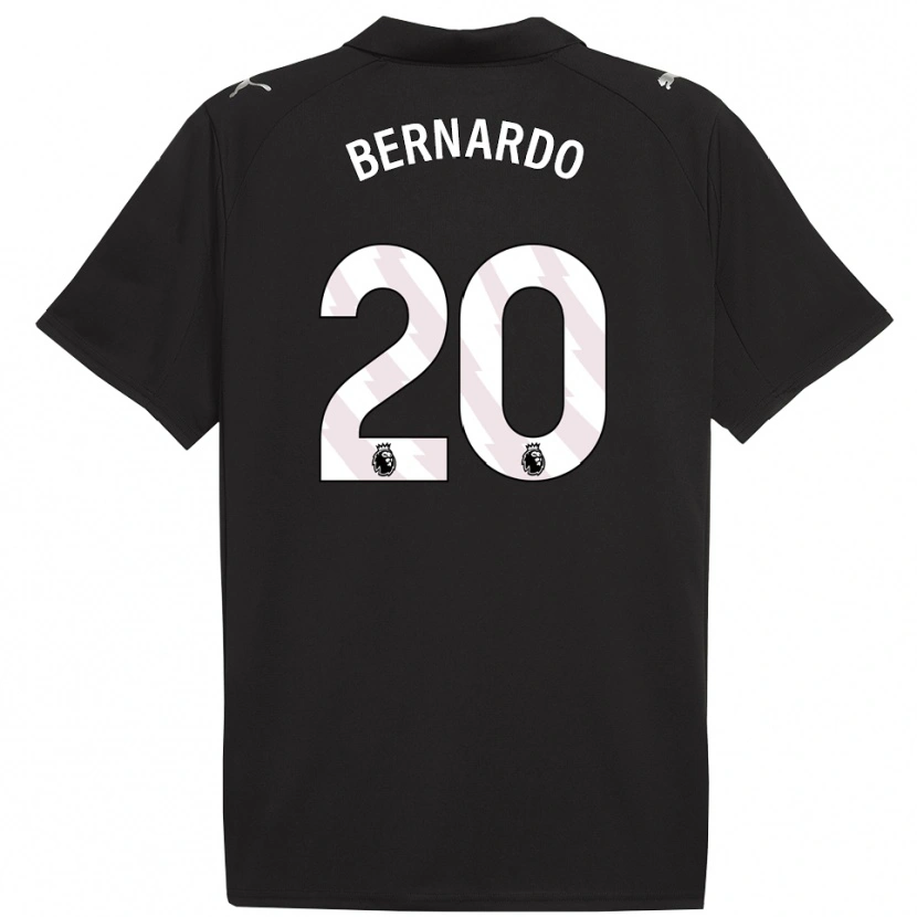Danxen Mænd Bernardo Silva #20 Sort Hvid Udebane Spillertrøjer 2025/26 Trøje T-Shirt