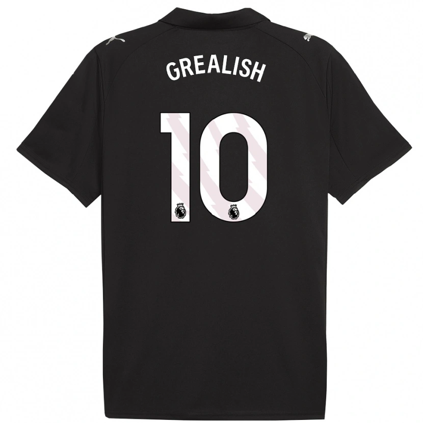 Danxen Mænd Jack Grealish #10 Sort Hvid Udebane Spillertrøjer 2025/26 Trøje T-Shirt