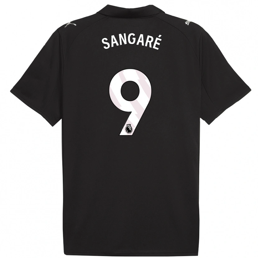 Danxen Mænd Mahamadou Sangaré #9 Sort Hvid Udebane Spillertrøjer 2025/26 Trøje T-Shirt