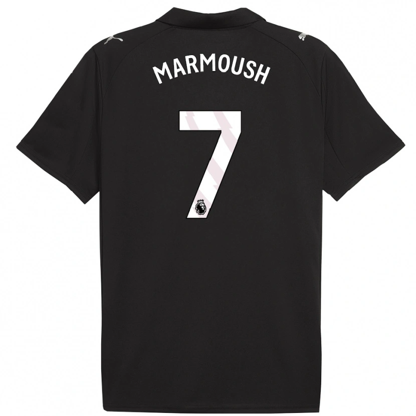 Danxen Mænd Omar Marmoush #7 Sort Hvid Udebane Spillertrøjer 2025/26 Trøje T-Shirt