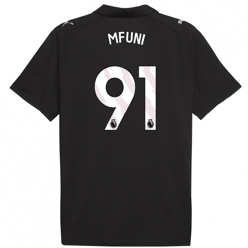 Danxen Mænd Stephen Mfuni #91 Sort Hvid Udebane Spillertrøjer 2025/26 Trøje T-Shirt