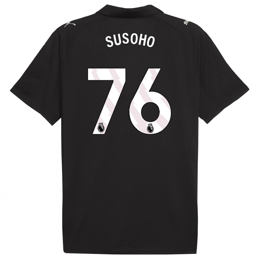 Danxen Mænd Mahamadou Susoho #76 Sort Hvid Udebane Spillertrøjer 2025/26 Trøje T-Shirt