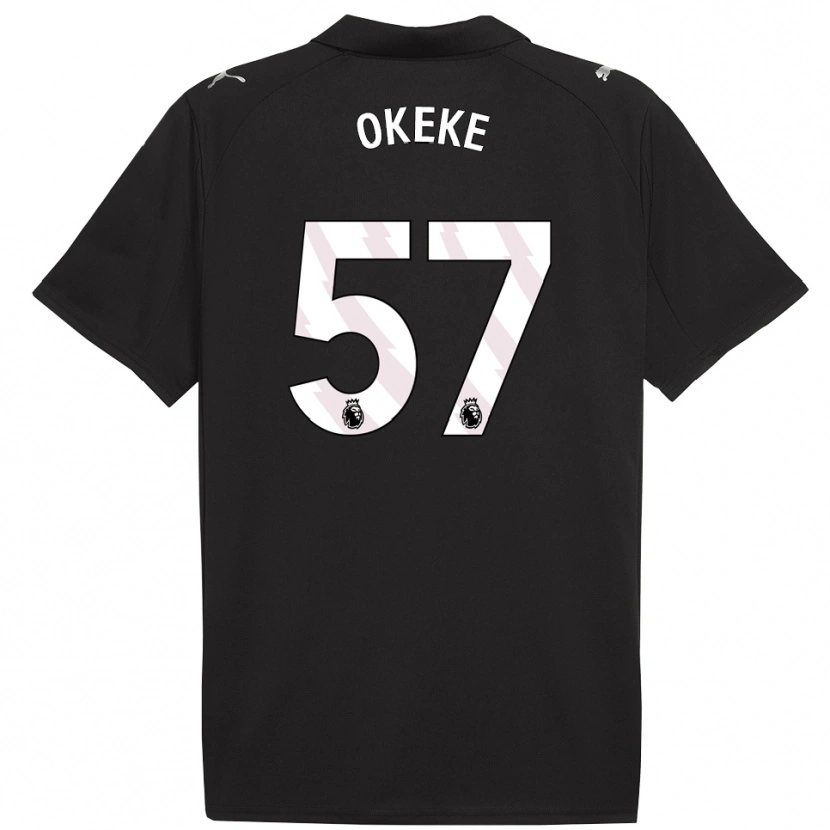Danxen Mænd Michael Okeke #57 Sort Hvid Udebane Spillertrøjer 2025/26 Trøje T-Shirt