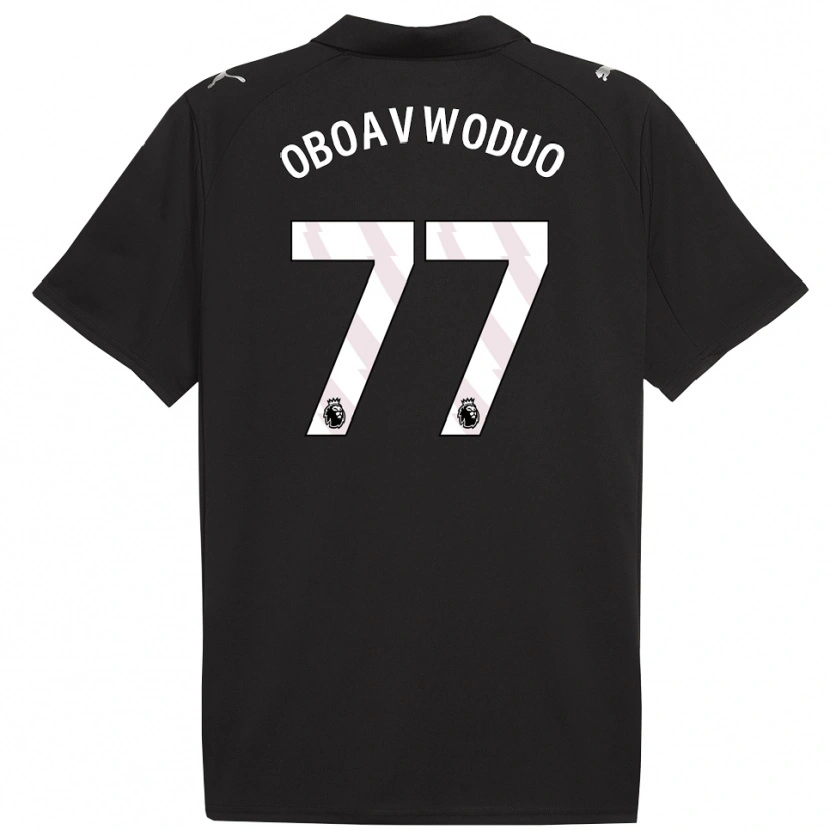 Danxen Mænd Justin Oboavwoduo #77 Sort Hvid Udebane Spillertrøjer 2025/26 Trøje T-Shirt