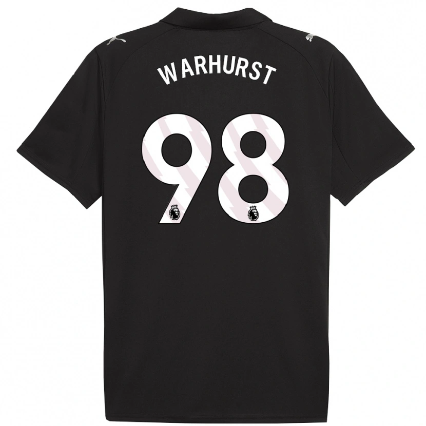 Danxen Mænd Matty Warhurst #98 Sort Hvid Udebane Spillertrøjer 2025/26 Trøje T-Shirt