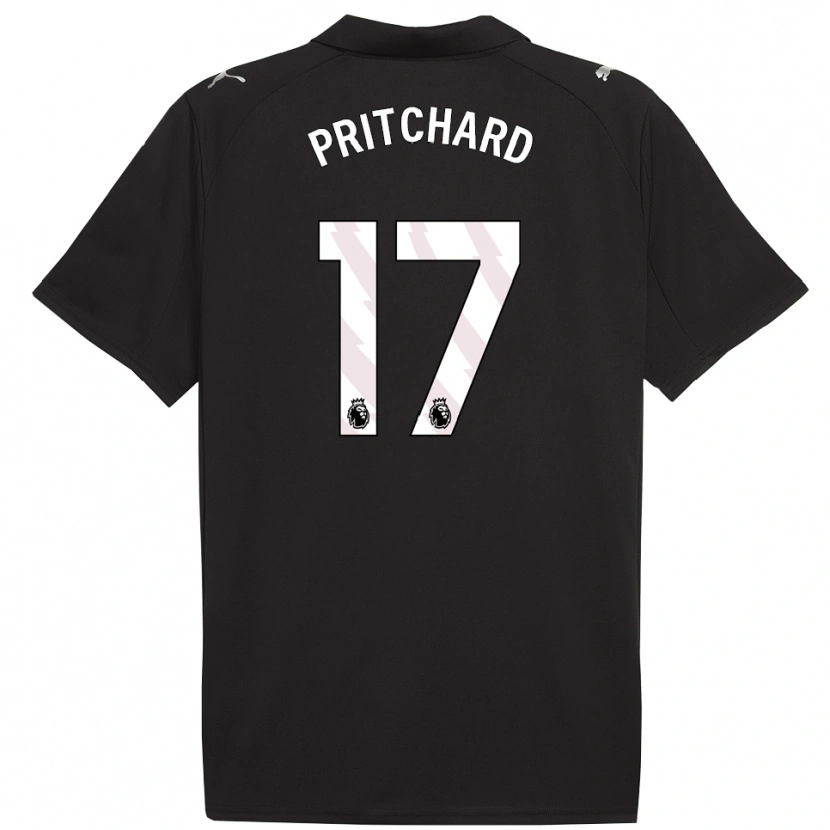 Danxen Mænd Poppy Pritchard #17 Sort Hvid Udebane Spillertrøjer 2025/26 Trøje T-Shirt