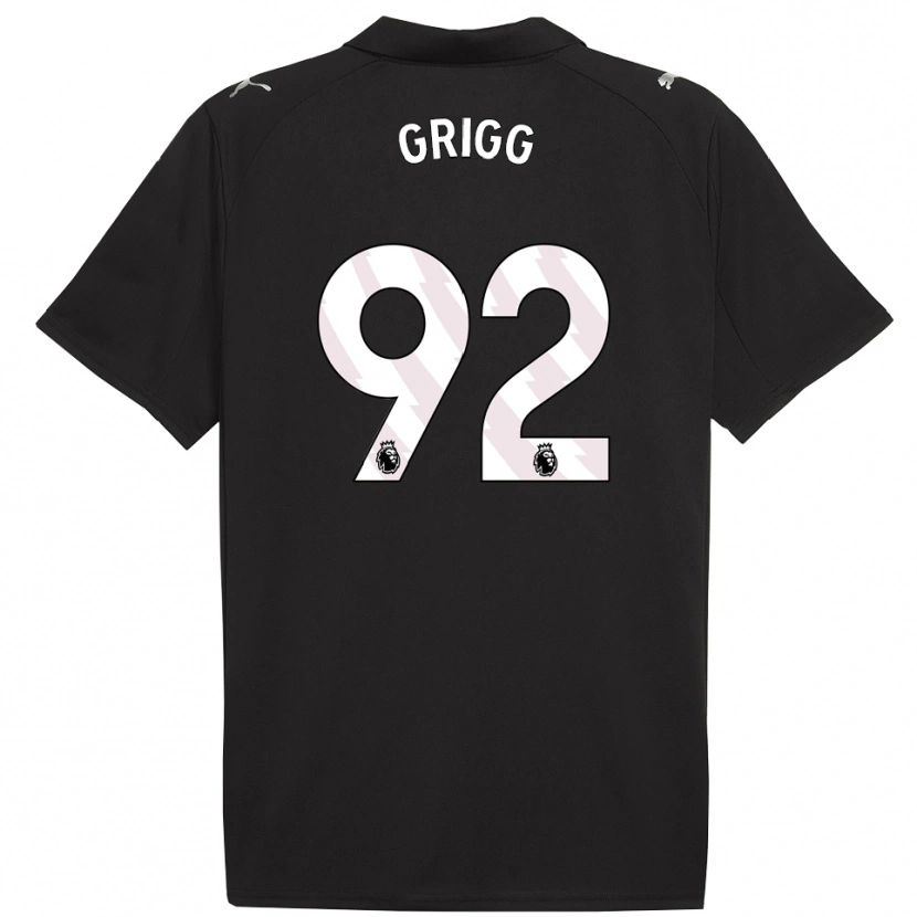 Danxen Mænd Finley Grigg #92 Sort Hvid Udebane Spillertrøjer 2025/26 Trøje T-Shirt
