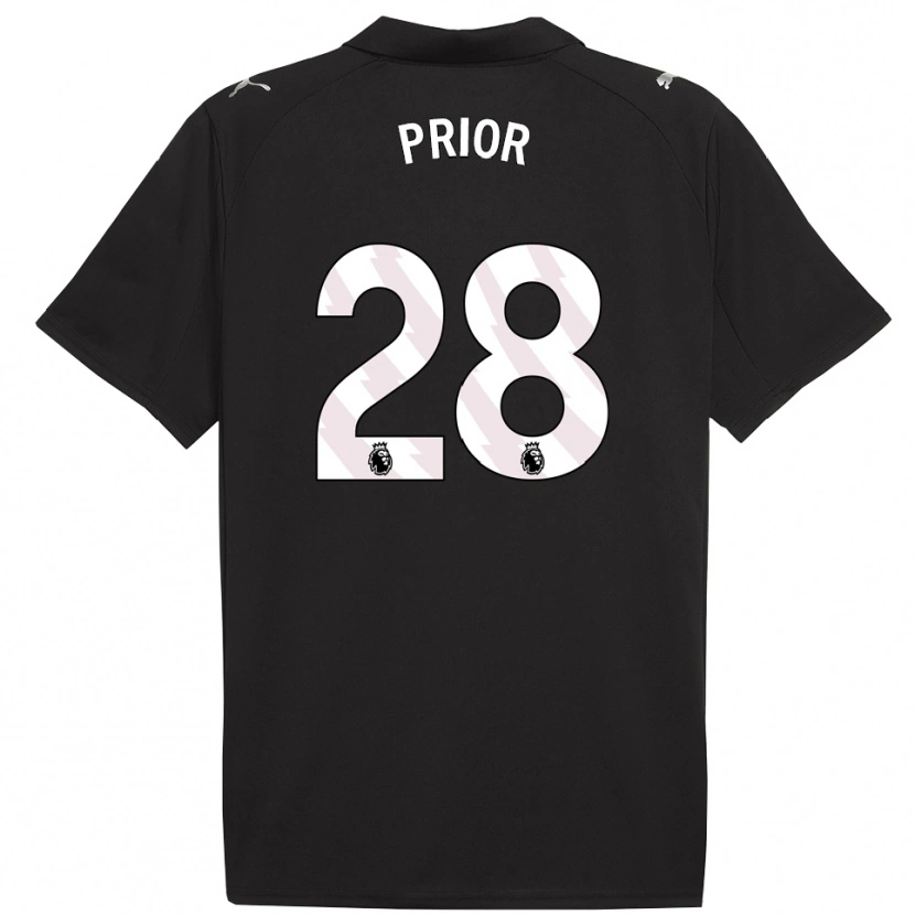 Danxen Mænd Gracie Prior #28 Sort Hvid Udebane Spillertrøjer 2025/26 Trøje T-Shirt