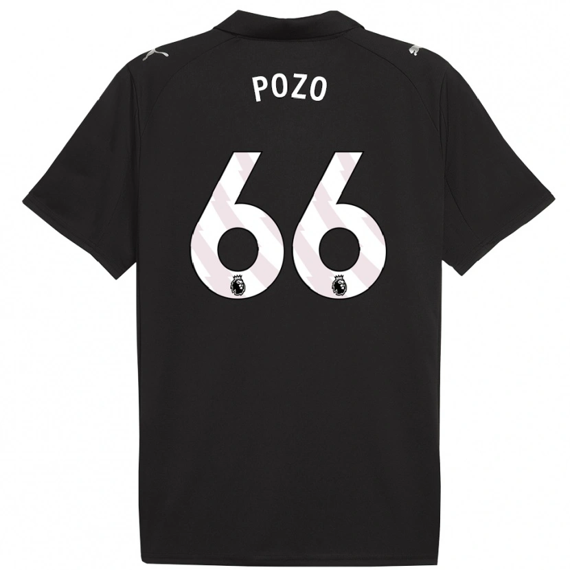 Danxen Mænd Iker Pozo #66 Sort Hvid Udebane Spillertrøjer 2025/26 Trøje T-Shirt