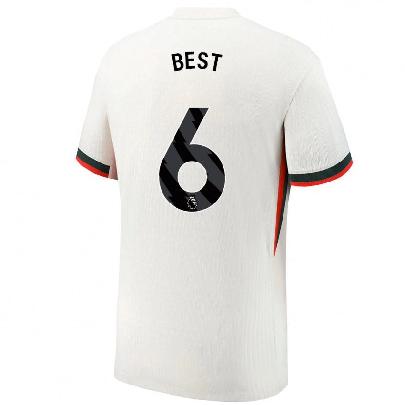 Danxen Mænd Kian Best #6 Hvid Grøn Udebane Spillertrøjer 2025/26 Trøje T-Shirt