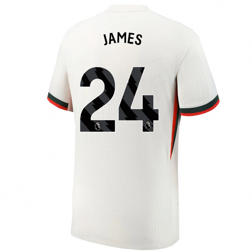 Danxen Mænd Reece James #24 Hvid Grøn Udebane Spillertrøjer 2025/26 Trøje T-Shirt