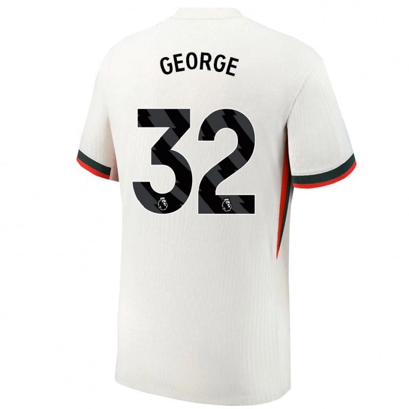 Danxen Mænd Tyrique George #32 Hvid Grøn Udebane Spillertrøjer 2025/26 Trøje T-Shirt