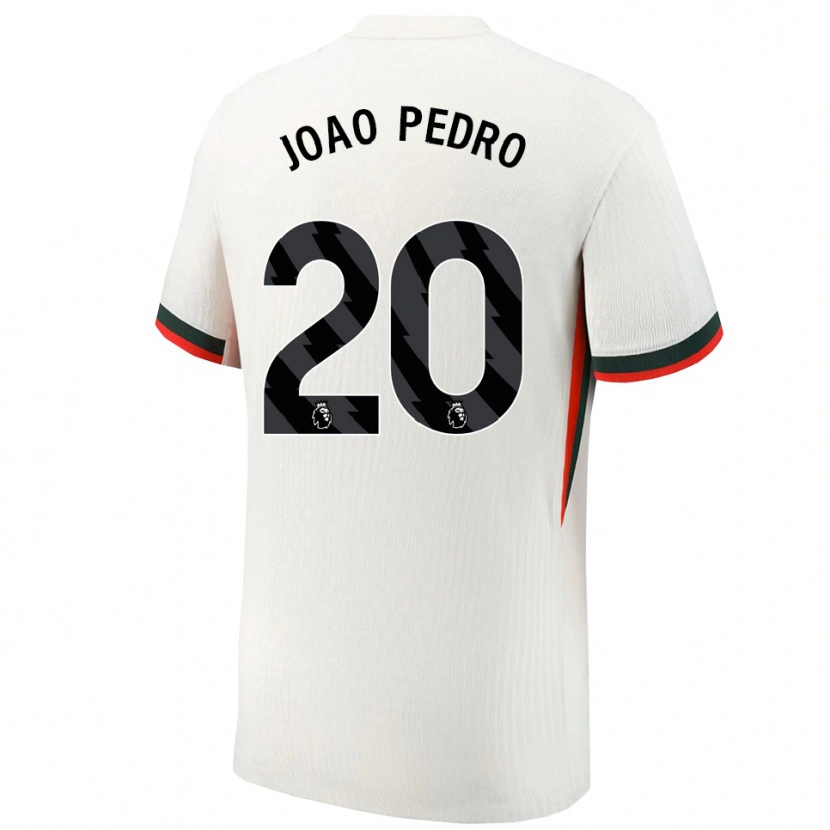Danxen Mænd João Pedro #20 Hvid Grøn Udebane Spillertrøjer 2025/26 Trøje T-Shirt