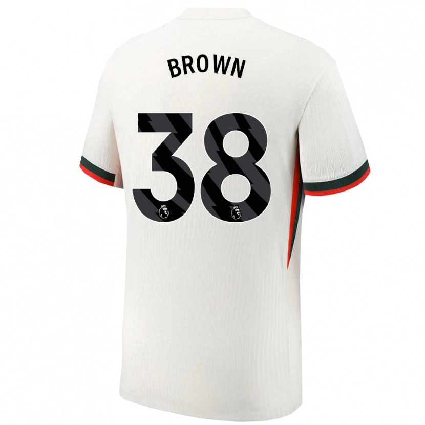 Danxen Mænd Cerys Brown #38 Hvid Grøn Udebane Spillertrøjer 2025/26 Trøje T-Shirt