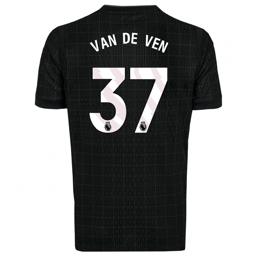 Danxen Mænd Micky Van De Ven #37 Sort Grå Udebane Spillertrøjer 2025/26 Trøje T-Shirt