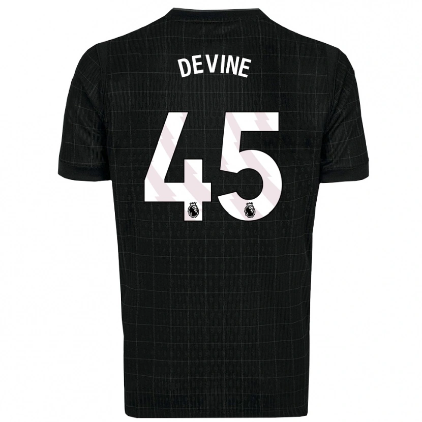 Danxen Mænd Alfie Devine #45 Sort Grå Udebane Spillertrøjer 2025/26 Trøje T-Shirt