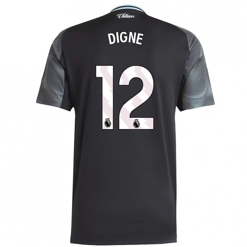Danxen Mænd Lucas Digne #12 Sort Himmelblå Udebane Spillertrøjer 2025/26 Trøje T-Shirt