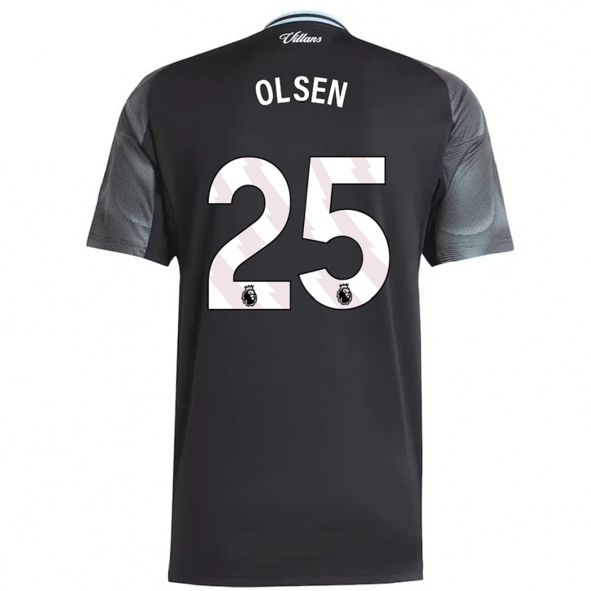 Danxen Mænd Robin Olsen #25 Sort Himmelblå Udebane Spillertrøjer 2025/26 Trøje T-Shirt