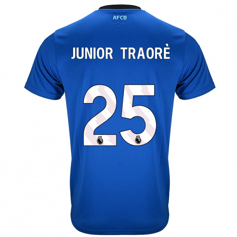 Danxen Mænd Hamed Junior Traoré #25 Blå Sort Udebane Spillertrøjer 2025/26 Trøje T-Shirt