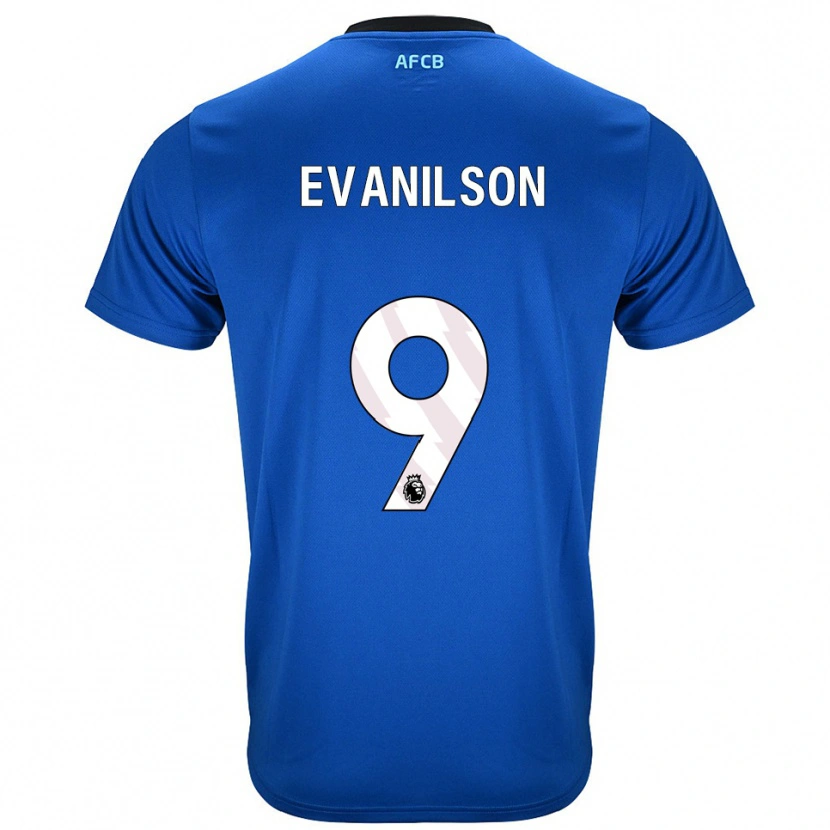 Danxen Mænd Evanilson #9 Blå Sort Udebane Spillertrøjer 2025/26 Trøje T-Shirt