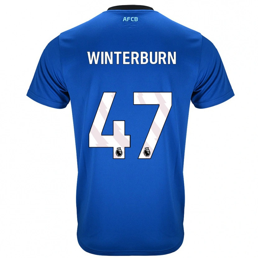 Danxen Mænd Ben Winterburn #47 Blå Sort Udebane Spillertrøjer 2025/26 Trøje T-Shirt