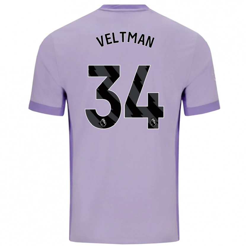Danxen Mænd Joël Veltman #34 Taro Lilla Hvid Udebane Spillertrøjer 2025/26 Trøje T-Shirt