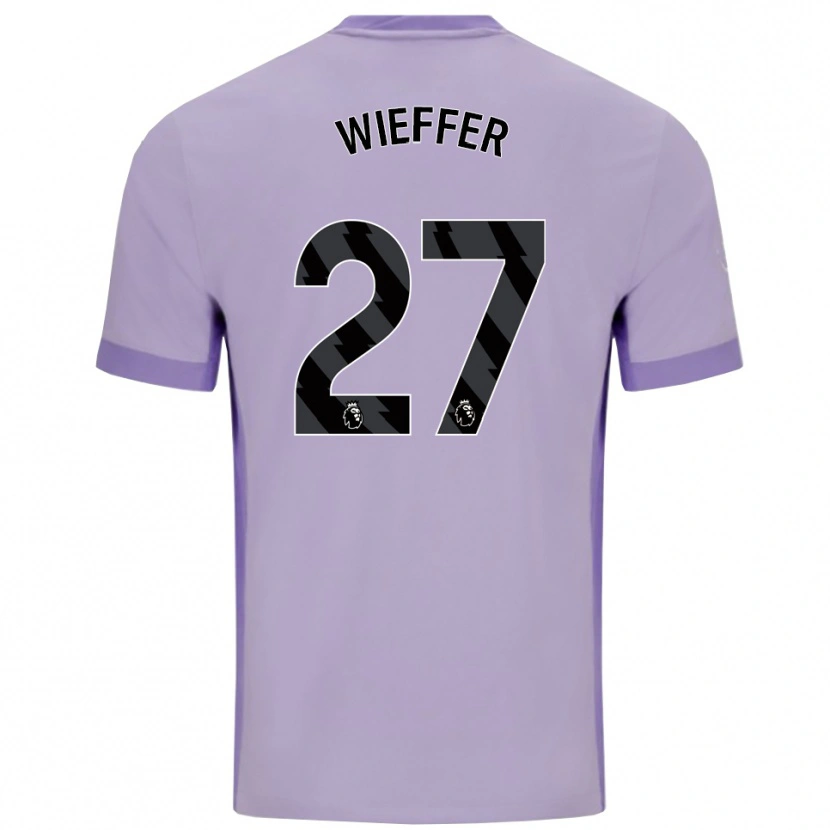 Danxen Mænd Mats Wieffer #27 Taro Lilla Hvid Udebane Spillertrøjer 2025/26 Trøje T-Shirt