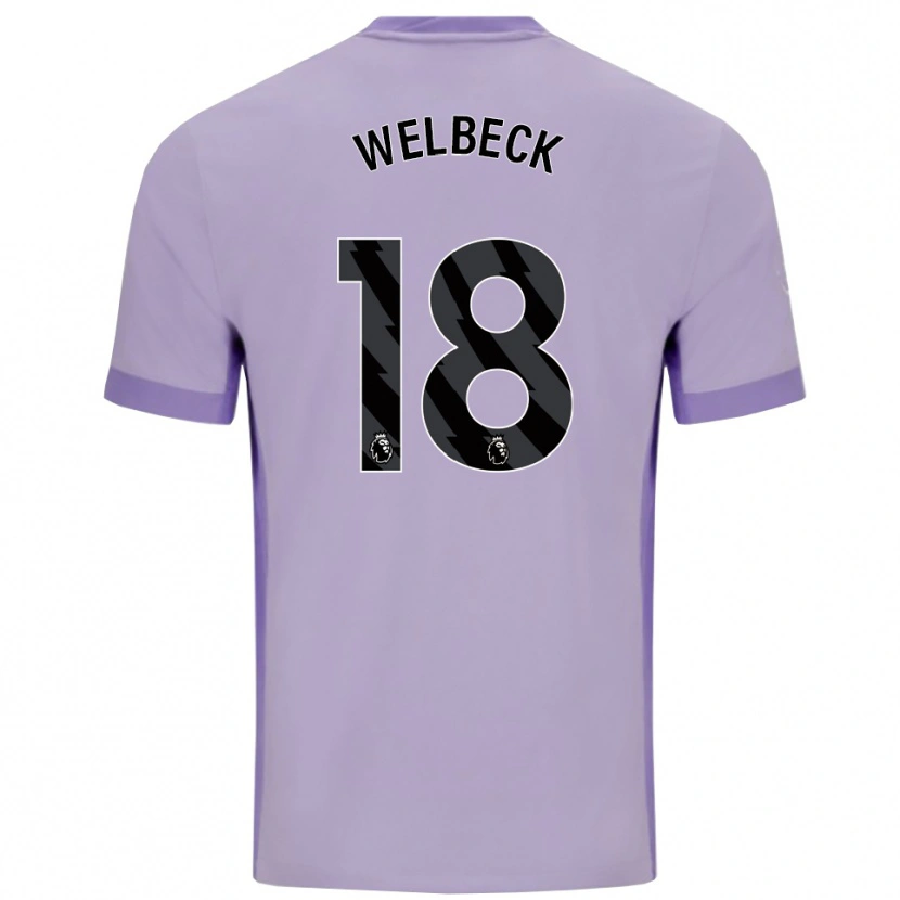 Danxen Mænd Danny Welbeck #18 Taro Lilla Hvid Udebane Spillertrøjer 2025/26 Trøje T-Shirt