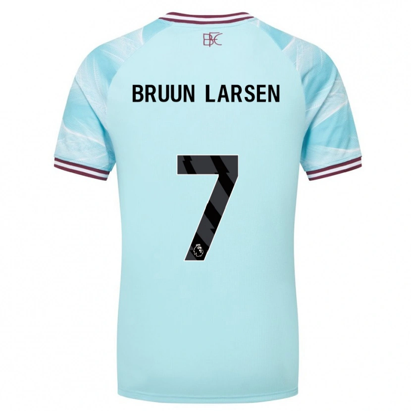 Danxen Mænd Jacob Bruun Larsen #7 Himmelblå Bourgogne Udebane Spillertrøjer 2025/26 Trøje T-Shirt