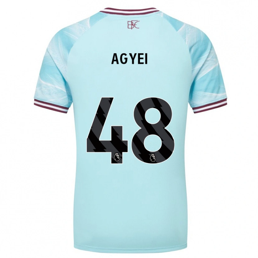 Danxen Mænd Enock Agyei #48 Himmelblå Bourgogne Udebane Spillertrøjer 2025/26 Trøje T-Shirt