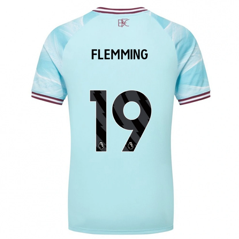 Danxen Mænd Zian Flemming #19 Himmelblå Bourgogne Udebane Spillertrøjer 2025/26 Trøje T-Shirt