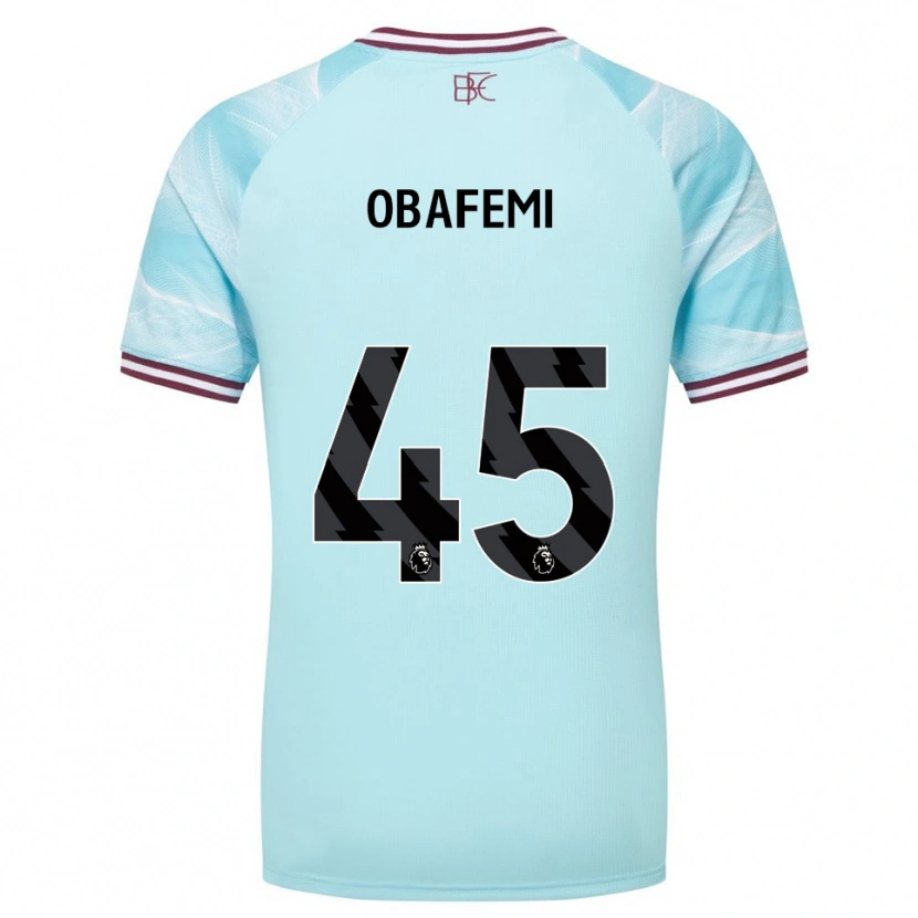 Danxen Mænd Michael Obafemi #45 Himmelblå Bourgogne Udebane Spillertrøjer 2025/26 Trøje T-Shirt