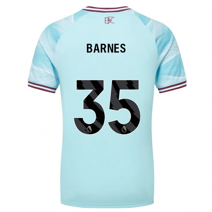 Danxen Mænd Ashley Barnes #35 Himmelblå Bourgogne Udebane Spillertrøjer 2025/26 Trøje T-Shirt