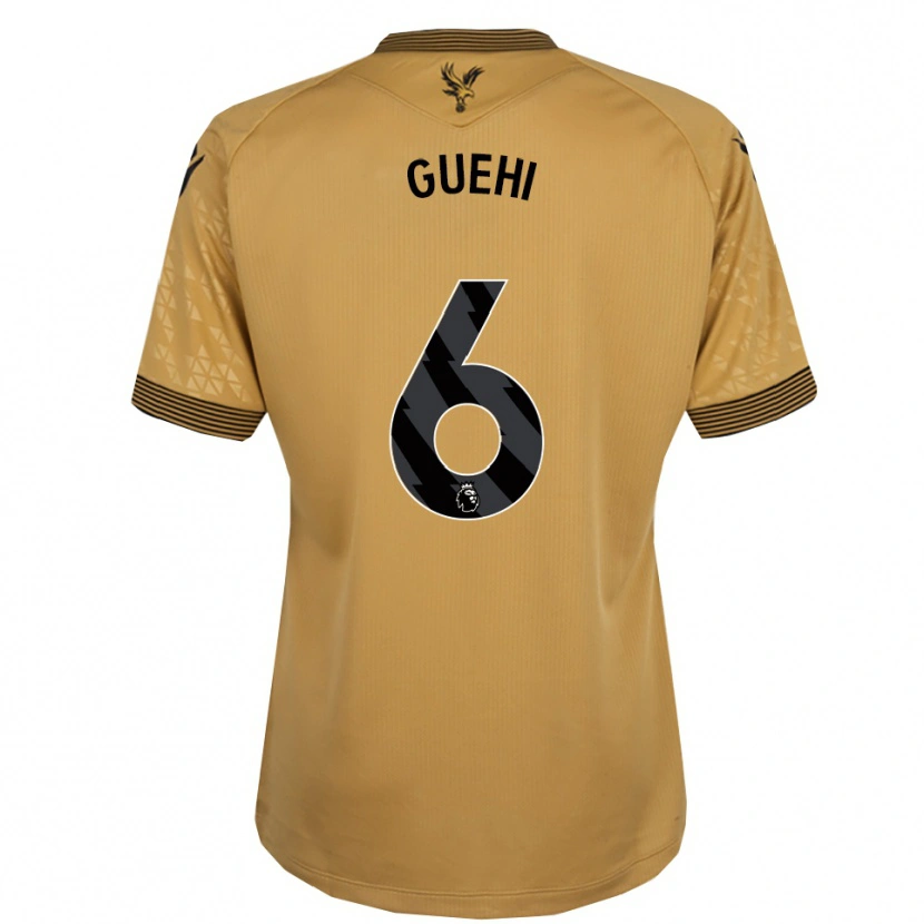 Danxen Mænd Marc Guéhi #6 Guld Sort Udebane Spillertrøjer 2025/26 Trøje T-Shirt