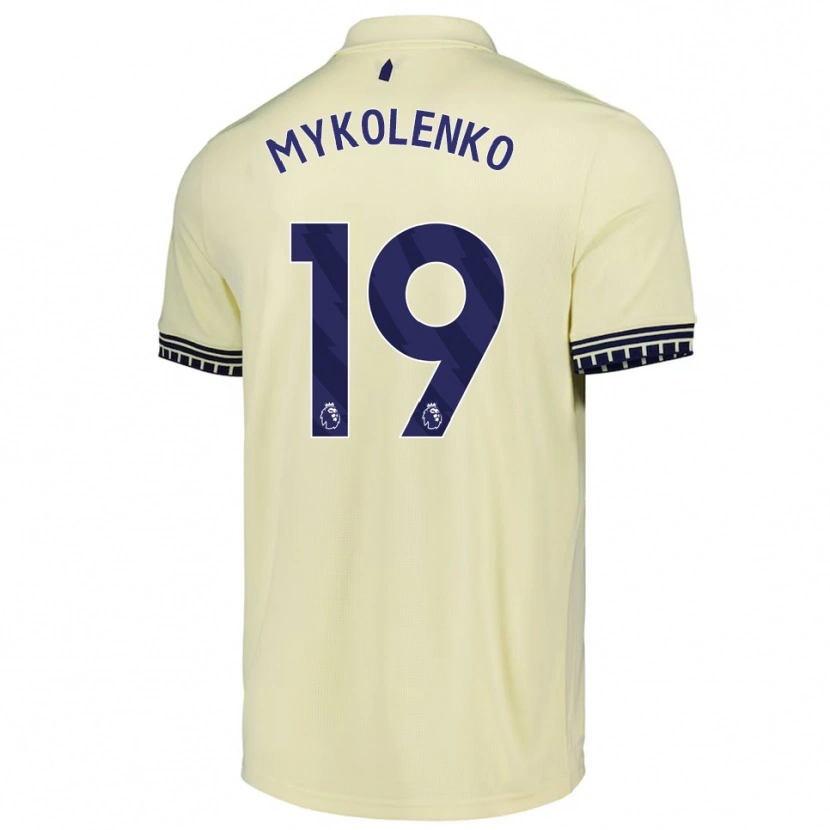 Danxen Mænd Vitaliy Mykolenko #19 Off White Sort Udebane Spillertrøjer 2025/26 Trøje T-Shirt