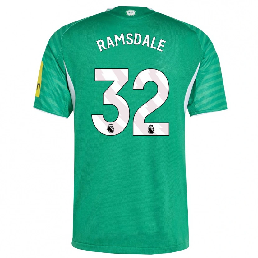 Danxen Mænd Aaron Ramsdale #32 Grøn Hvid Udebane Spillertrøjer 2025/26 Trøje T-Shirt