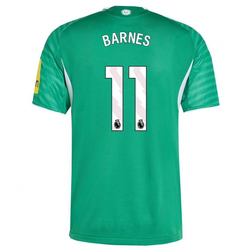 Danxen Mænd Harvey Barnes #11 Grøn Hvid Udebane Spillertrøjer 2025/26 Trøje T-Shirt