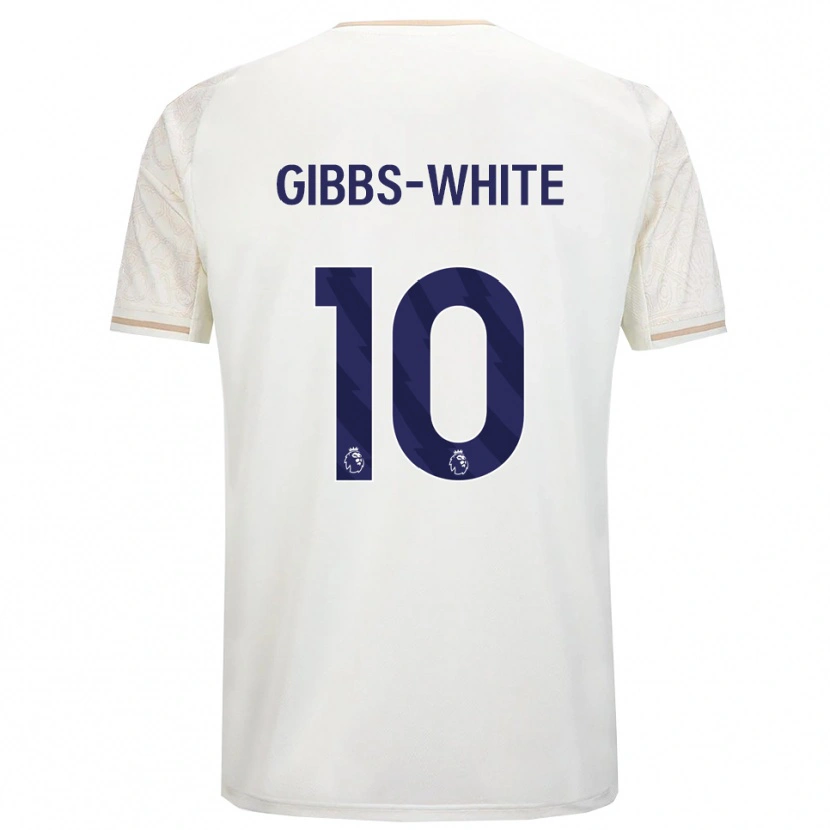 Danxen Mænd Morgan Gibbs-White #10 Off White Sort Udebane Spillertrøjer 2025/26 Trøje T-Shirt