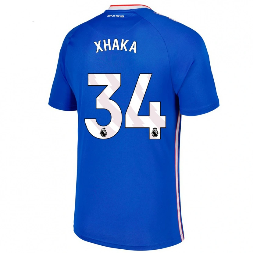 Danxen Mænd Granit Xhaka #34 Blå Hvid Udebane Spillertrøjer 2025/26 Trøje T-Shirt