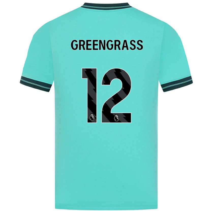Danxen Mænd Charlotte Greengrass #12 Himmelblå Grøn Udebane Spillertrøjer 2025/26 Trøje T-Shirt