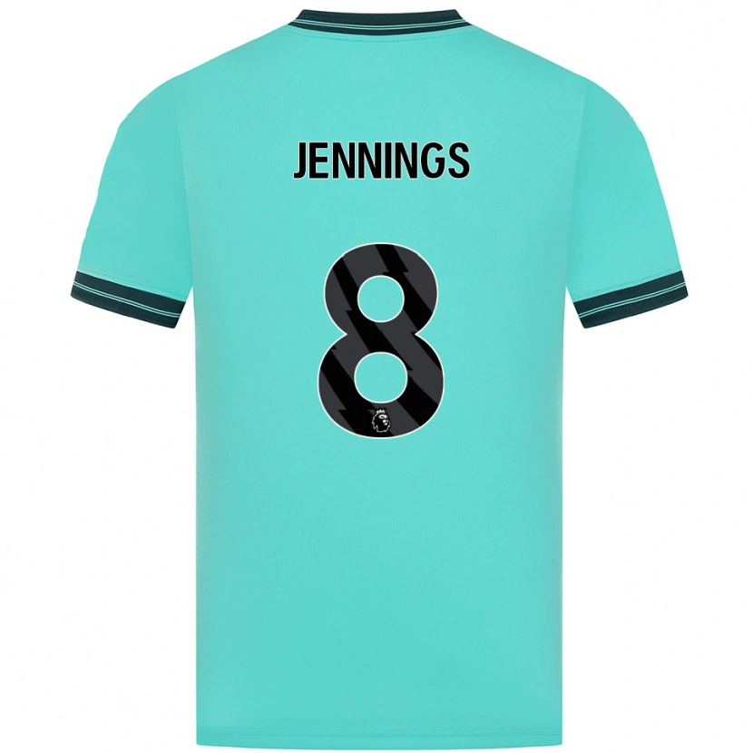 Danxen Mænd Shannie Jennings #8 Himmelblå Grøn Udebane Spillertrøjer 2025/26 Trøje T-Shirt