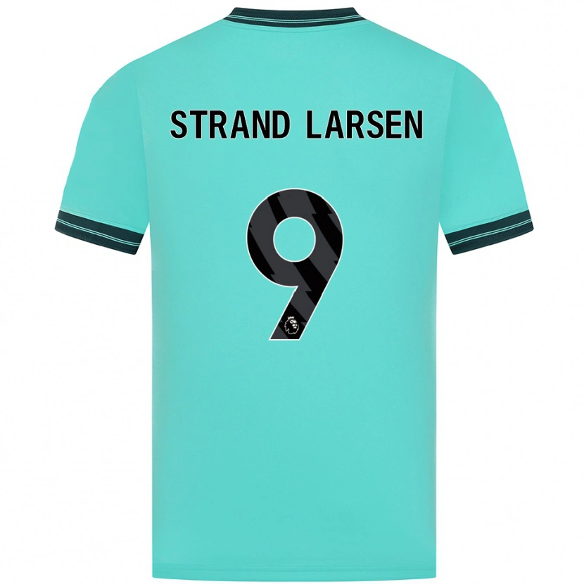 Danxen Mænd Jørgen Strand Larsen #9 Himmelblå Grøn Udebane Spillertrøjer 2025/26 Trøje T-Shirt
